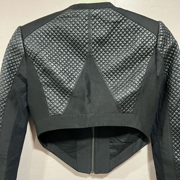 BCBGMAXAZRIA Hansen Faux Leather Silk Quilted Moto Jacket - Picture 4 of 6